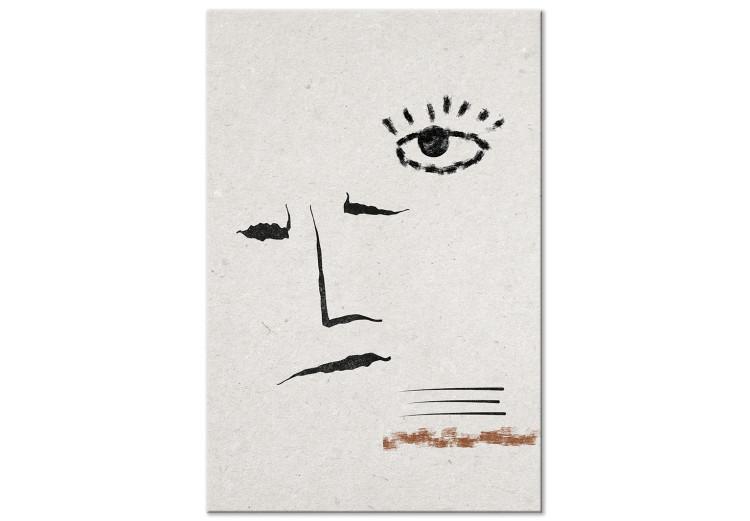 Canvas Print Face sketch - abstraction in japandi style on beige background
