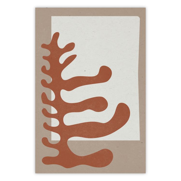 Matissa's Flower - abstract brown leaves on a beige and gray background