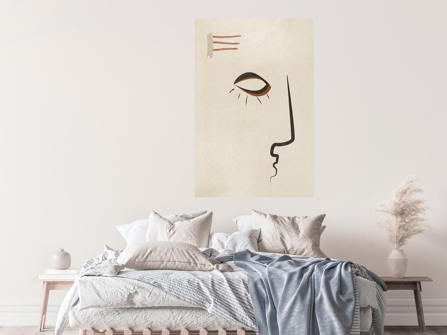 Poster Portrait of Adela - face pattern on a beige background in an abstract motif
