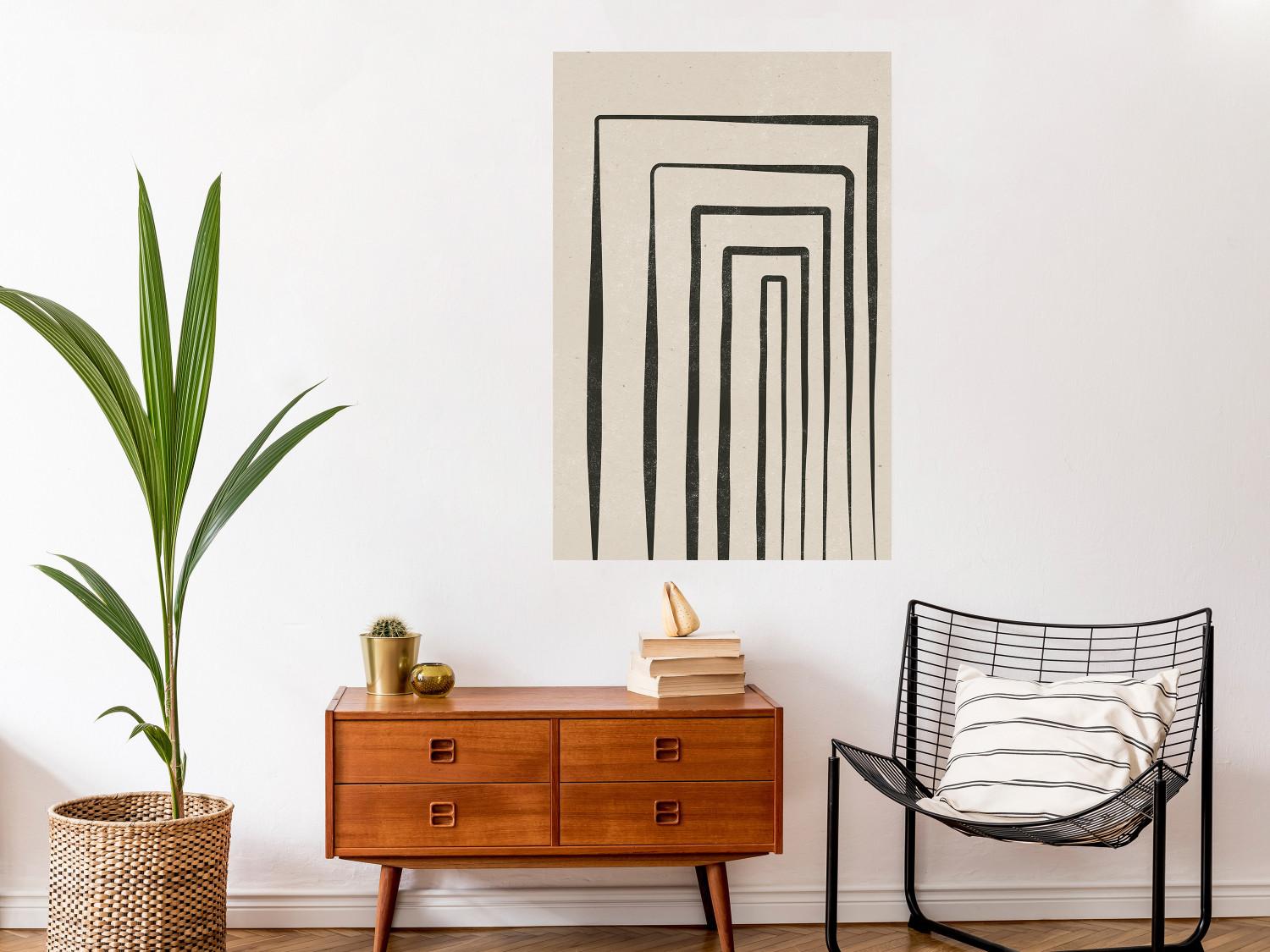 Poster High Colonnade - black lines creating patterns in abstract motif