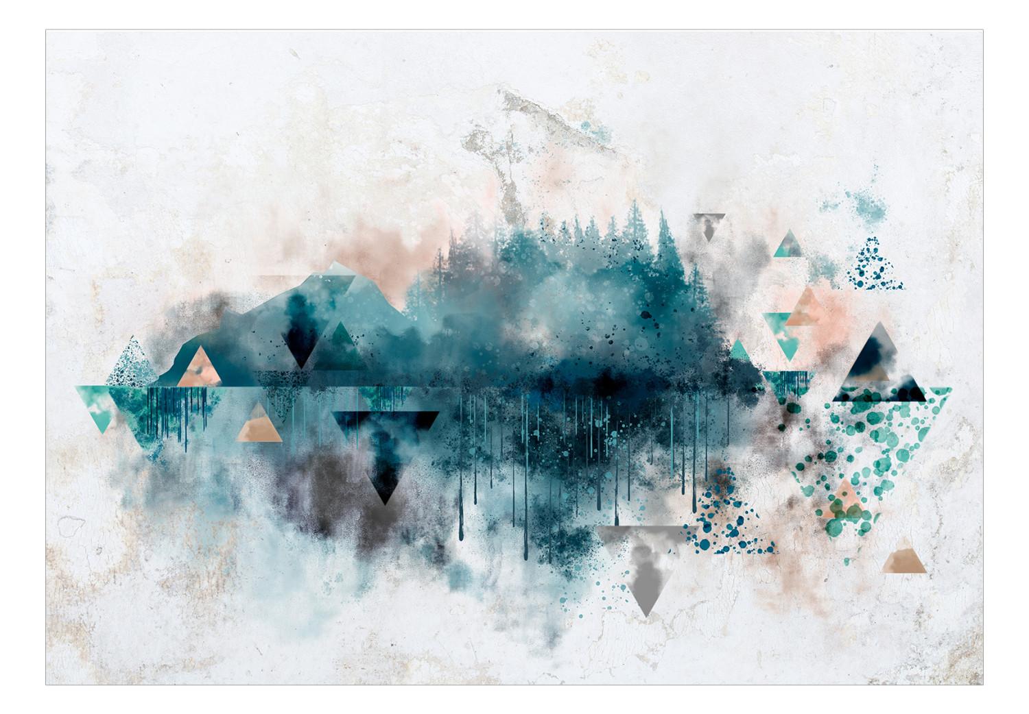 Wall Mural Mountain landscape - colourful watercolour type abstraction on white background