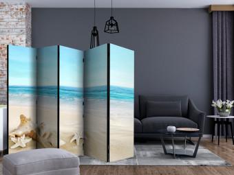 Room Divider Flower Blanket 2a (5-piece) - seascape and beach landscape against the sky