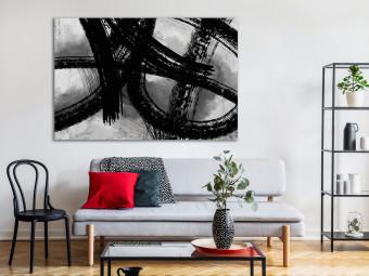 Canvas Black brush marks - black and white abstraction in modern style