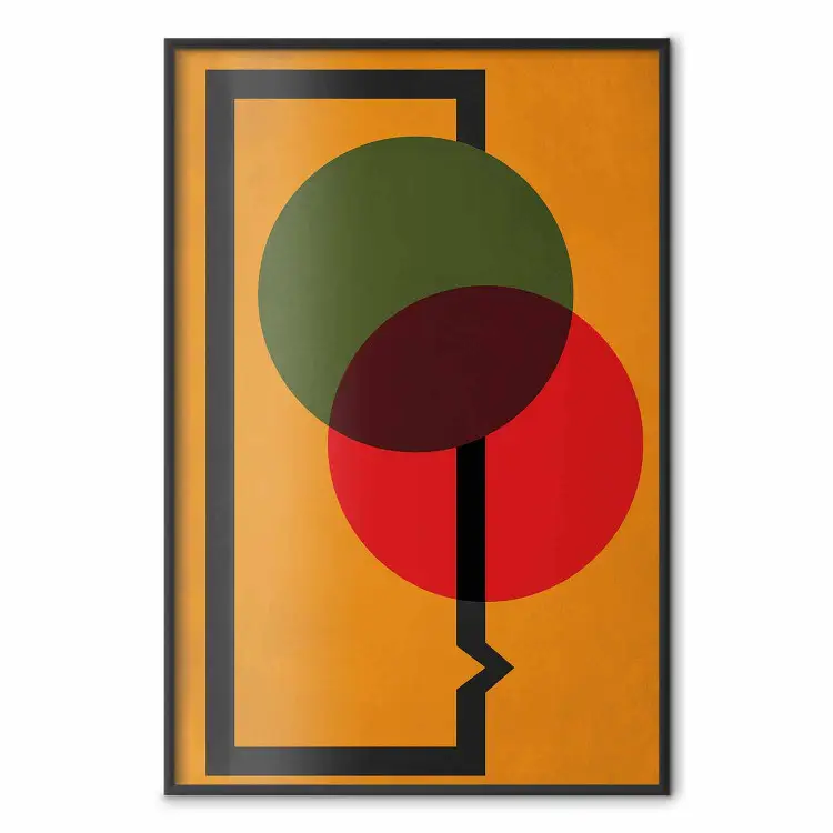 Composition of Circles - abstract colorful circles on an orange background