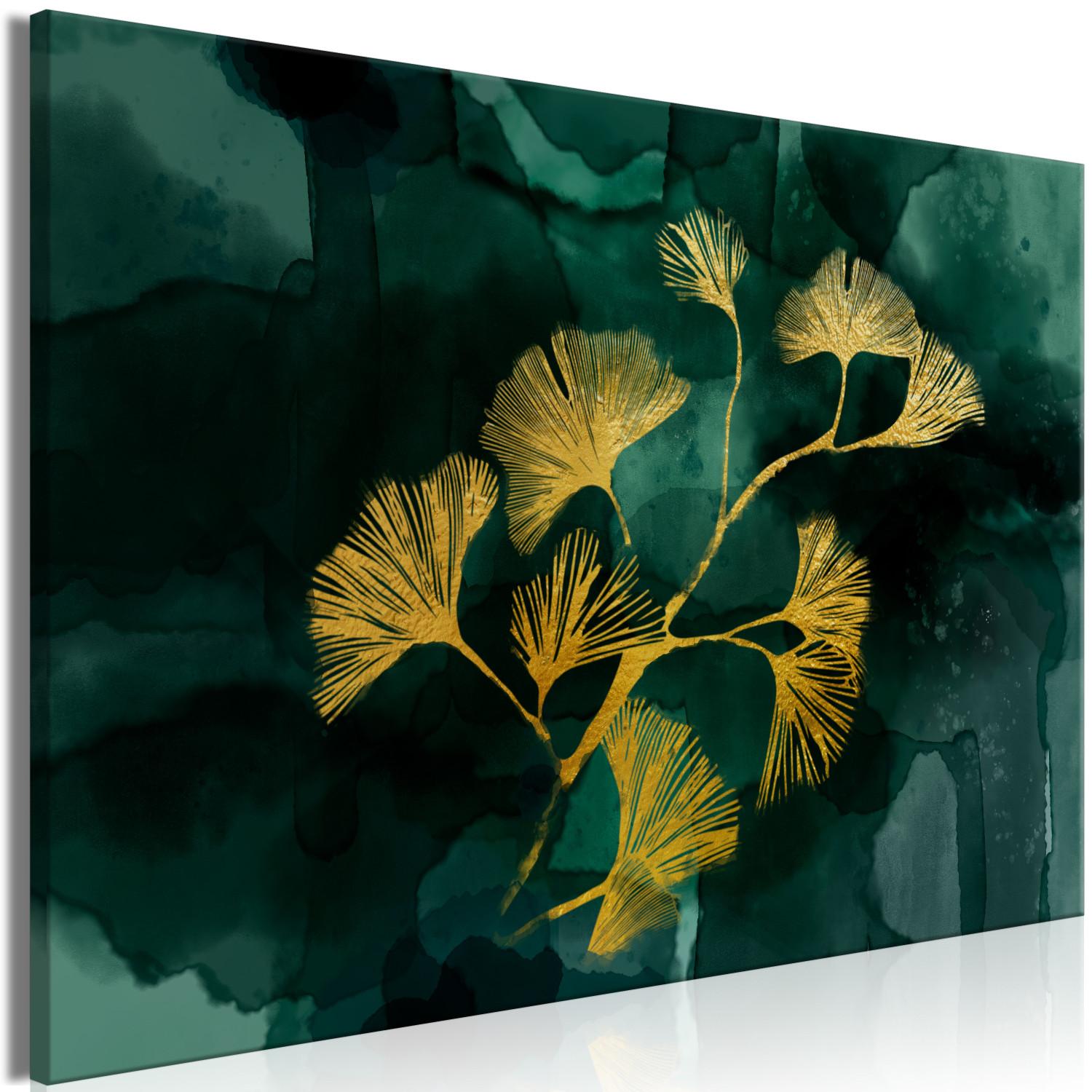 Canvas Golden Ginkgo (1-piece) Wide - landscape of plant in glamour style