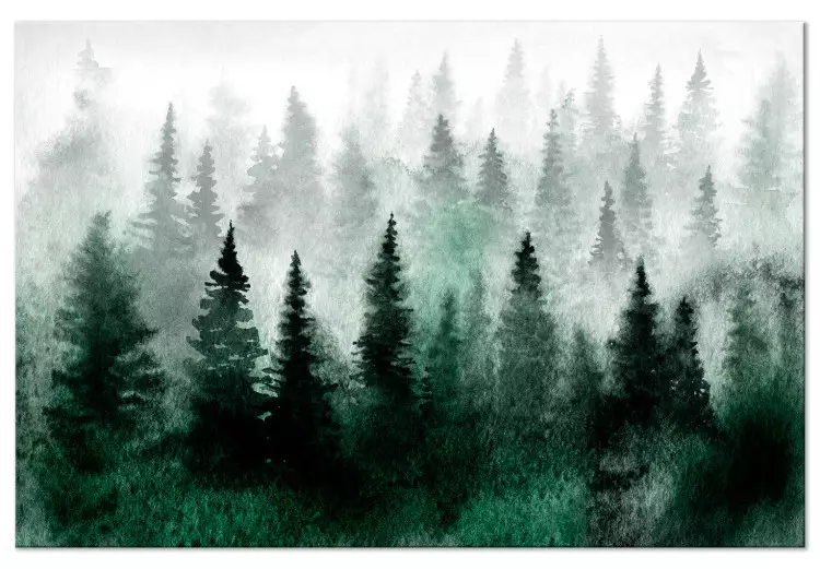 Misty Scandinavian Forest (1-piece) Wide - landscape of trees in fog