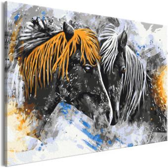 Paint by Number Kit Black and Yellow Horses