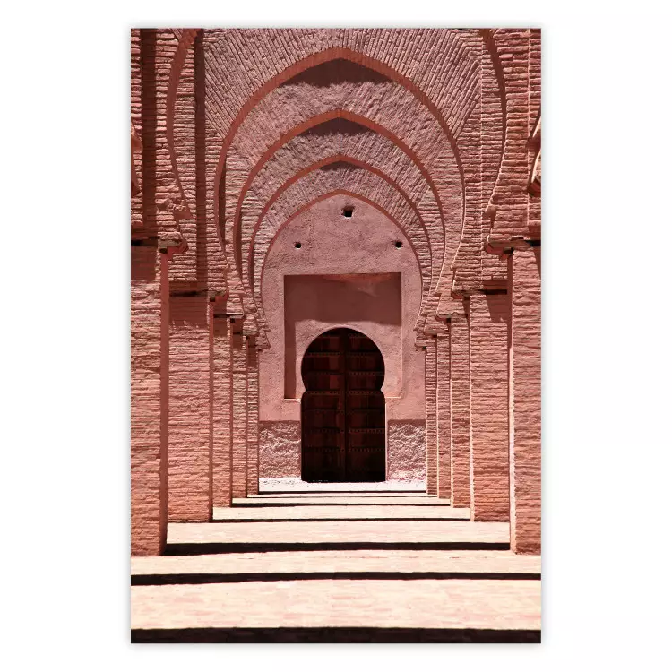 Pink Arcades - composition of brick column architecture in Morocco