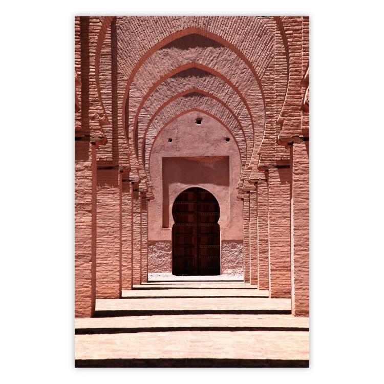 Pink Arcades - composition of brick column architecture in Morocco