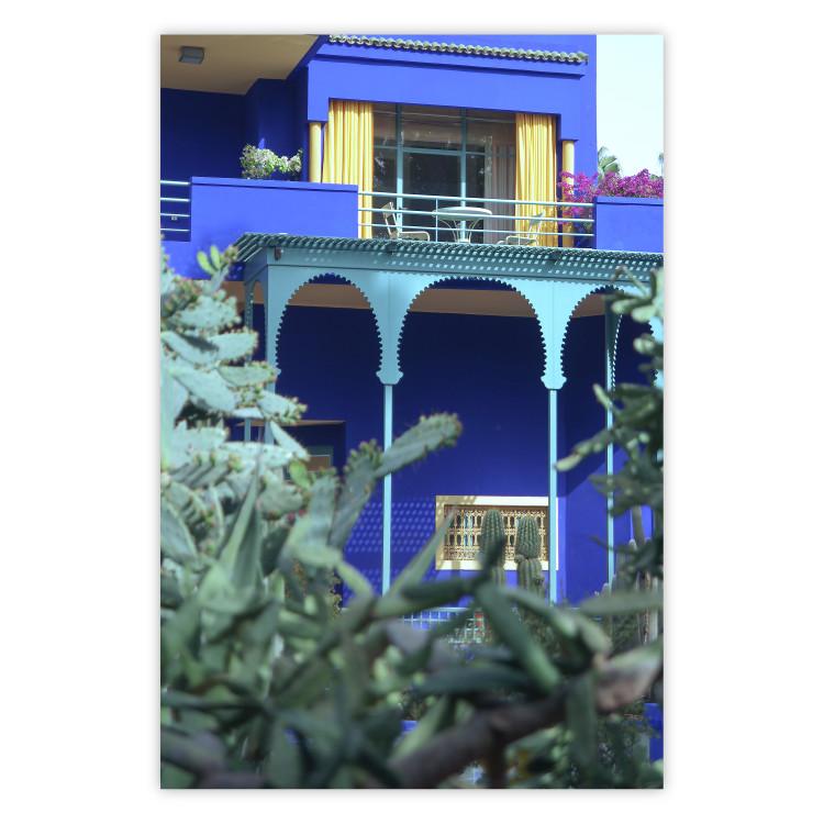 Majorelle Garden - luxurious blue building with columns and garden