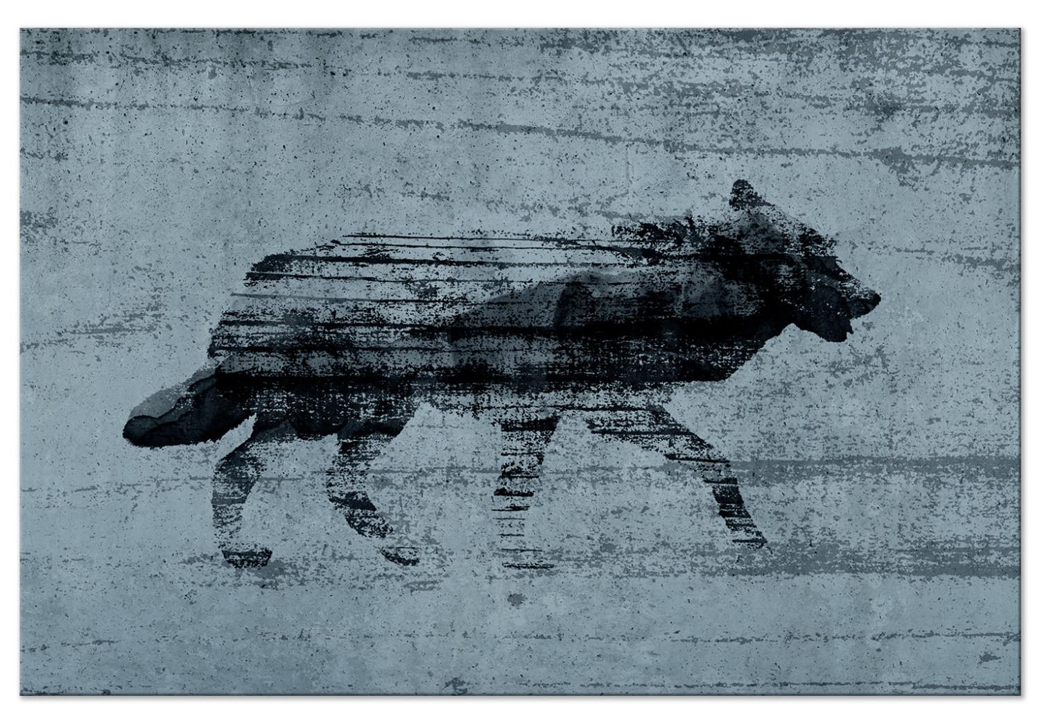 Canvas Figure Wolf - Creeping animal on a gray-blue background