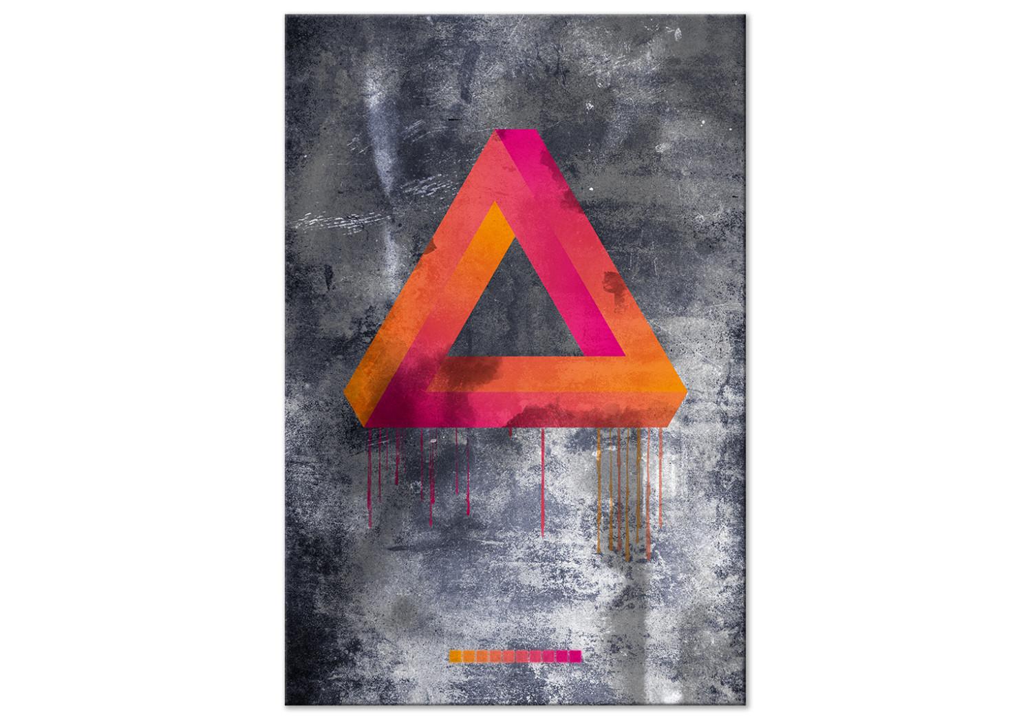 Canvas Penrose triangle - bright spatial figure on a gray background