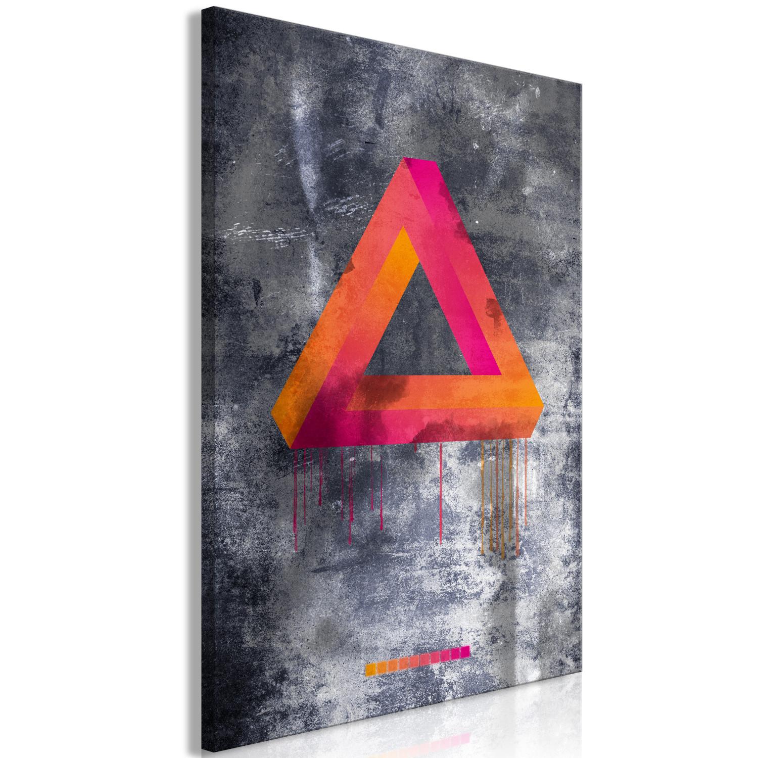 Canvas Penrose triangle - bright spatial figure on a gray background