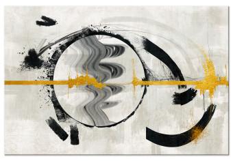 Canvas Golden rhythm - abstraction with a gold line in a black circle