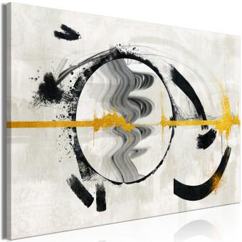 Canvas Golden rhythm - abstraction with a gold line in a black circle