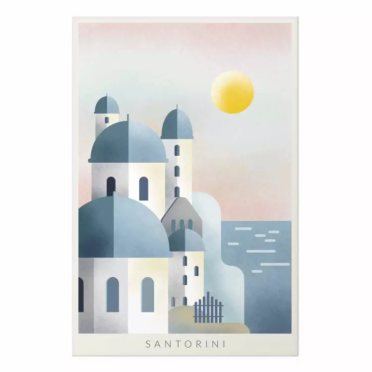 Poster Blue Island - pastel landscape of Santorini island architecture