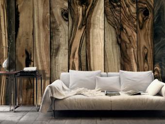 Wall Mural Olive tree - uniform background in pattern of dark wooden boards
