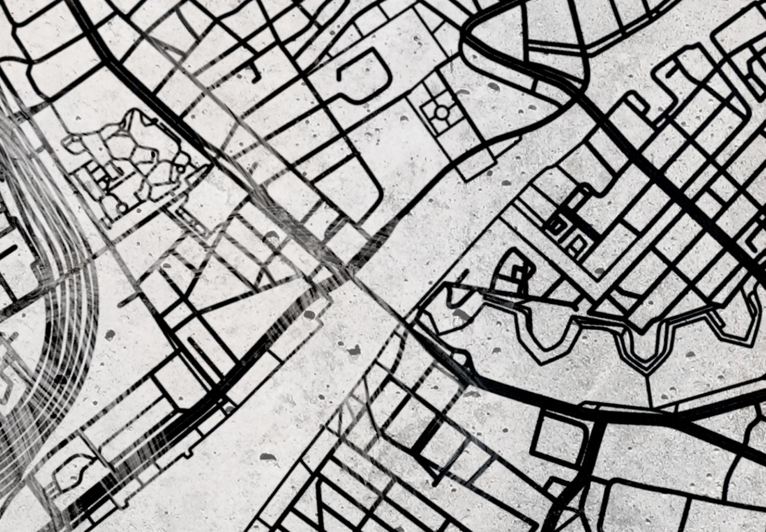 Canvas Map of Copenhagen - Plan of the Denmark Capital in black and white