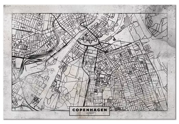 Map of Copenhagen - Plan of the Denmark Capital in black and white