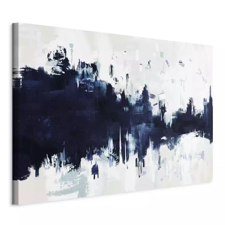 Blue in white - Abstraction with streaks in classic blue