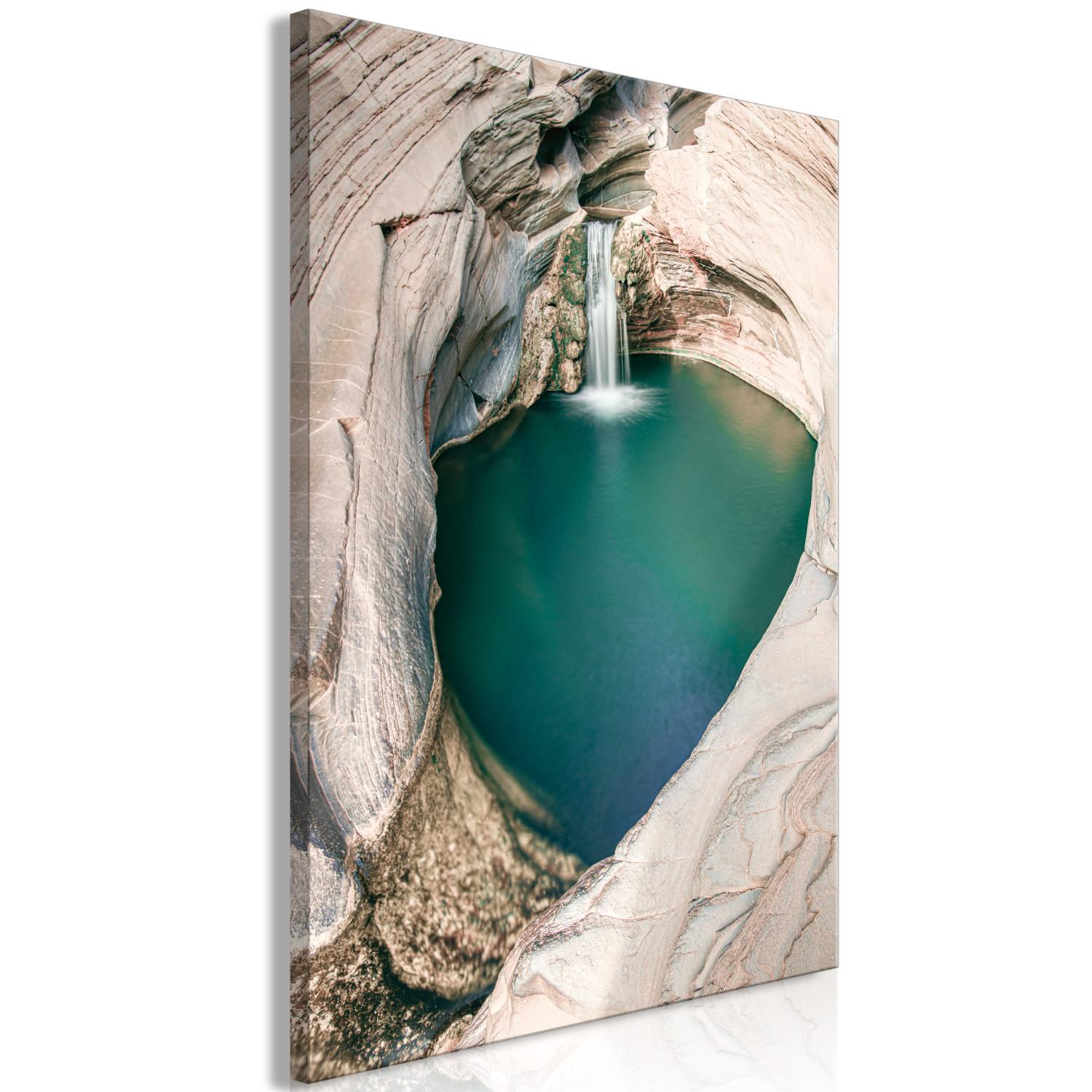 Canvas Closed bay - photo with a turquoise waterfall