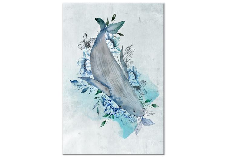 Canvas Print Whale In Flowers - Abstraction with Marine Mammal On Flowers