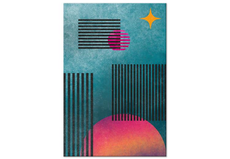 Canvas Print Strip codes - Abstraction with black stripes on the background of blue