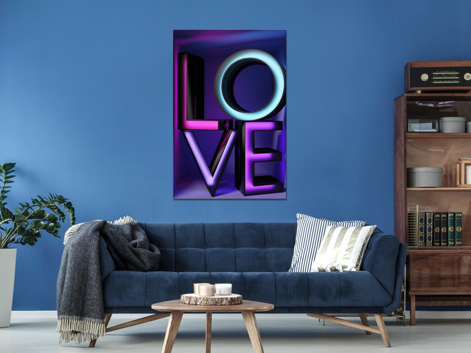 Canvas Love in color - Colored spatial letters in the LOVE inscription