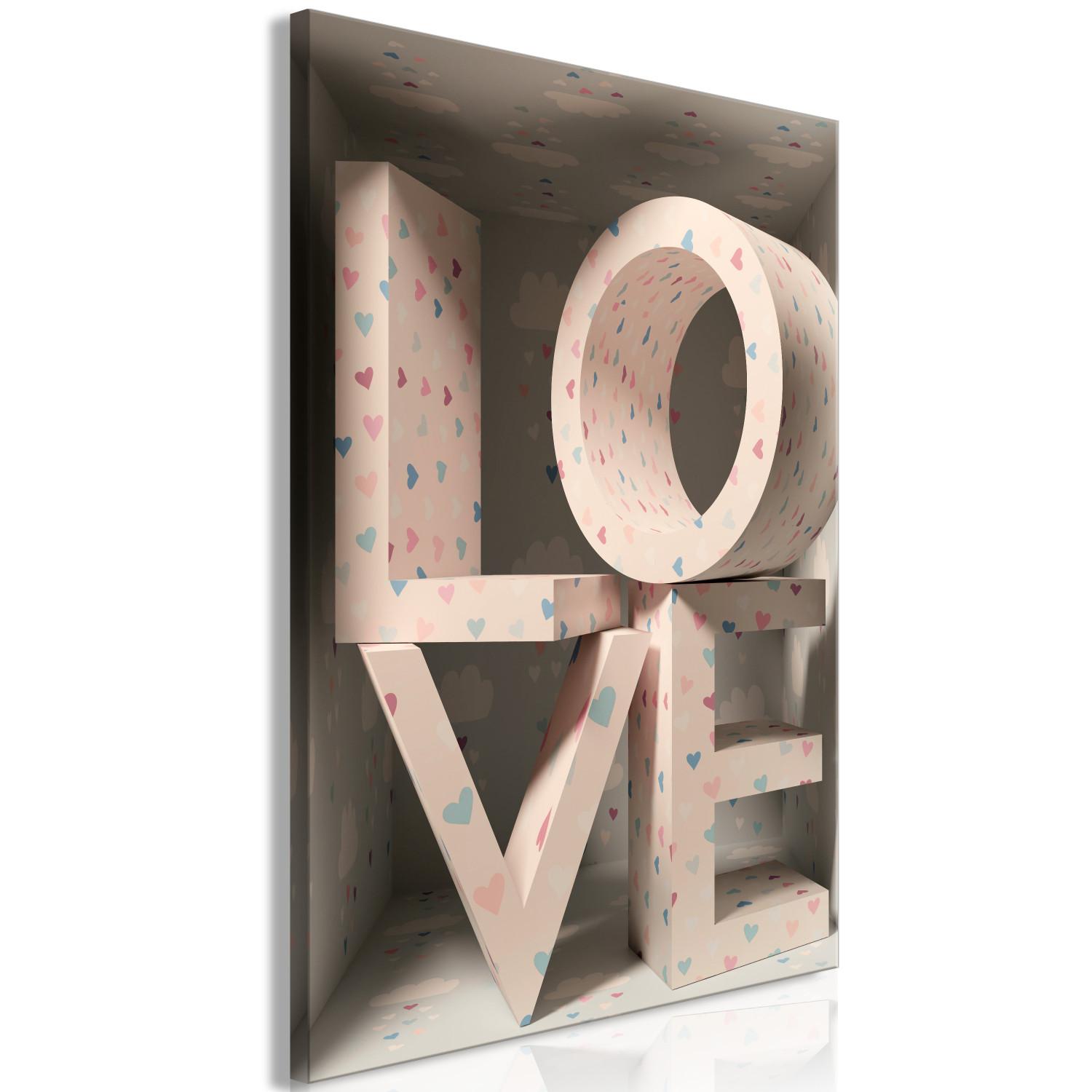 Canvas Love in the letters - LOVE inscription covered with small hearts