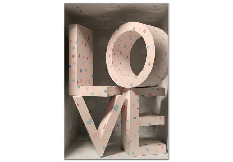 Canvas Print Love in the letters - LOVE inscription covered with small hearts