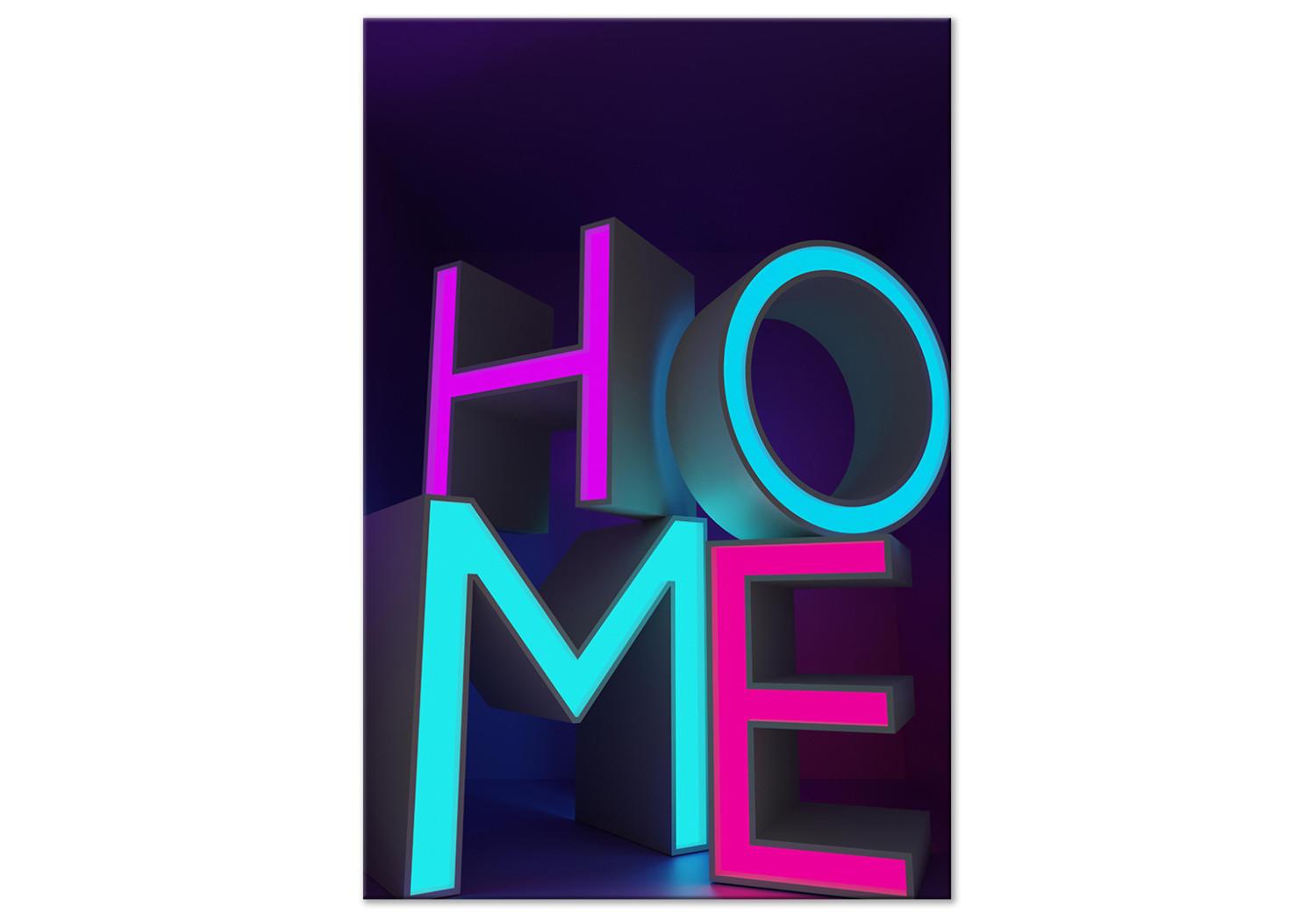 Canvas Neon Home (1-piece) Vertical - 3D neon English text
