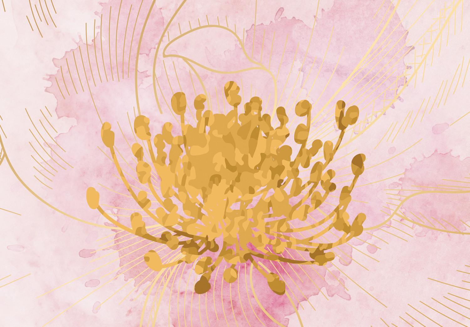 Canvas Flowering - Abstraction with flowers on a pink background
