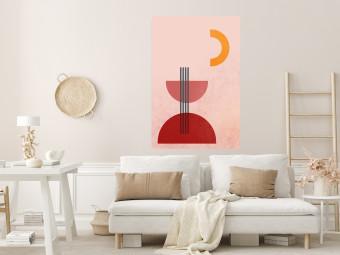 Poster Red Structure - abstract figures in pastel colors