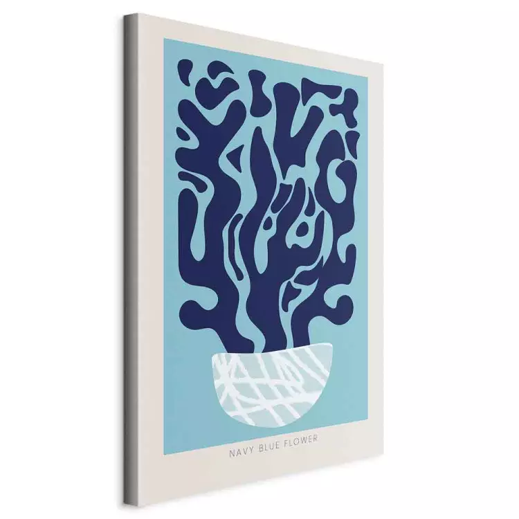 Navy blue plant in a pot - Abstract, still life with the inscription