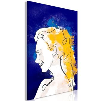 Canvas Portrait on a blue background - graphic in a minimalist style