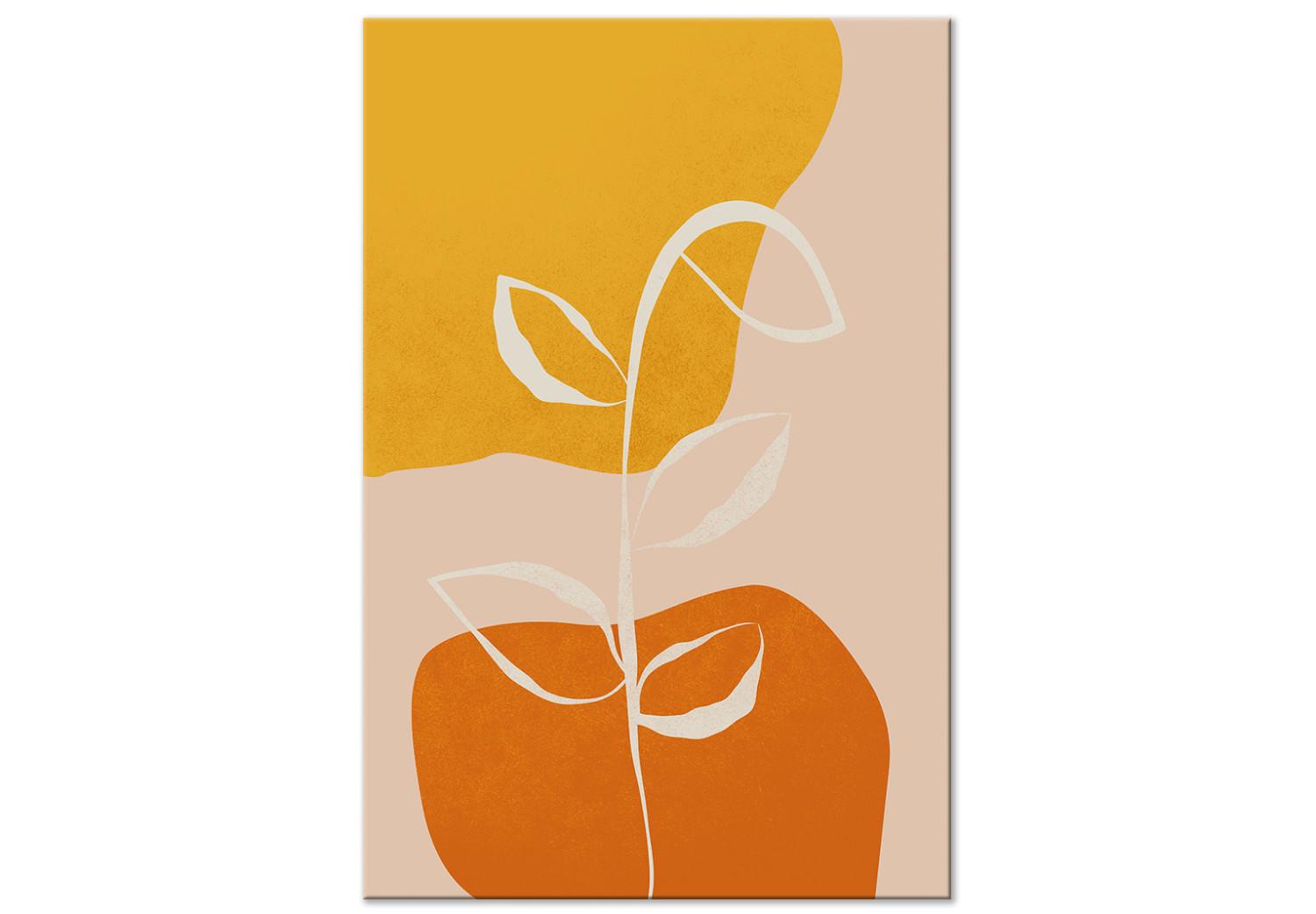 Canvas White twig - Abstract botanical motif in pastel colors