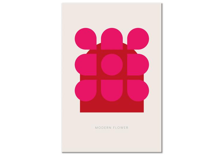 Canvas Print Geometric, pink flower - abstract floristic motif with the inscription