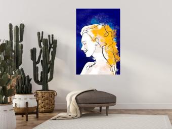 Poster Portrait in Blue - abstract landscape of a woman on a blue background