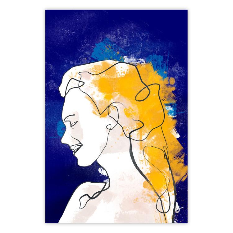 Portrait in Blue - abstract landscape of a woman on a blue background