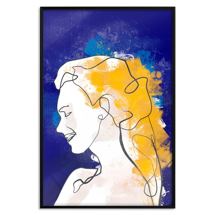 Portrait in Blue - abstract landscape of a woman on a blue background
