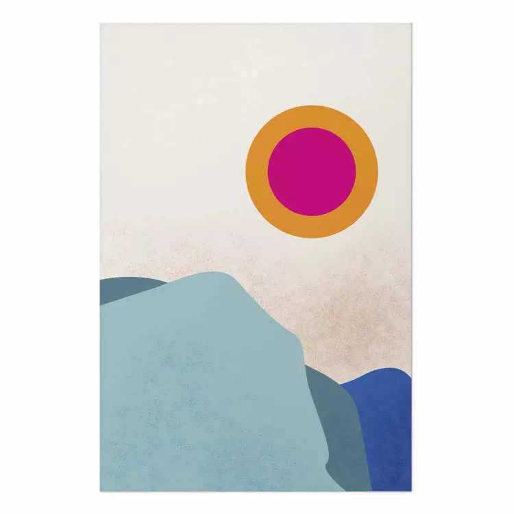Poster Sunny Fjord - abstract landscape of mountains against a clear sky