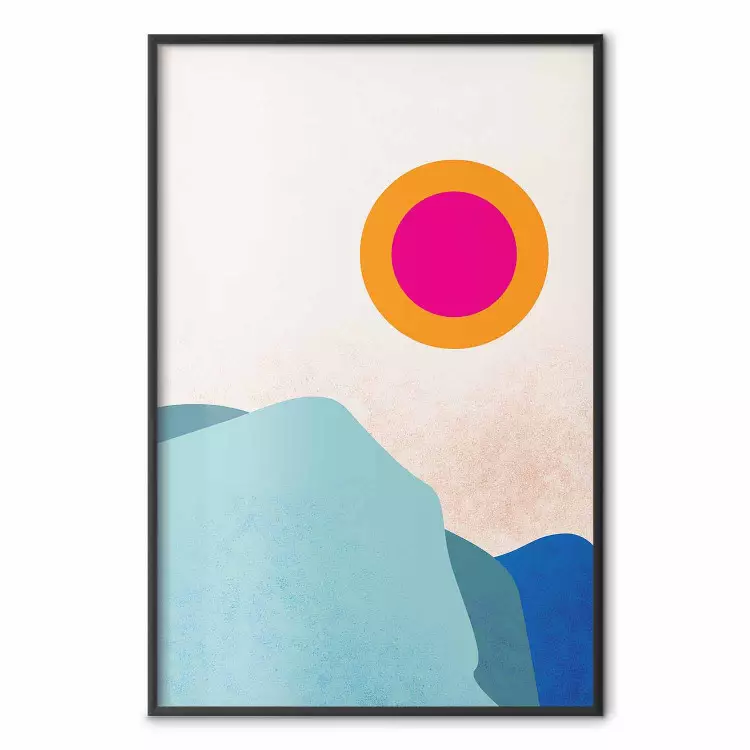 Sunny Fjord - abstract landscape of mountains against a clear sky