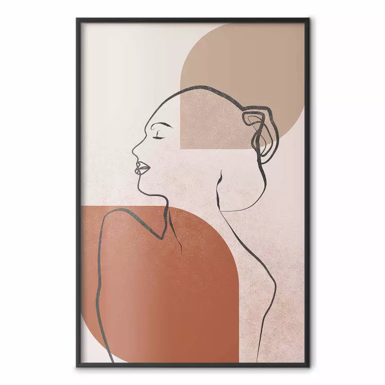 Waiting for the Sun - line art of a female silhouette on an abstract background