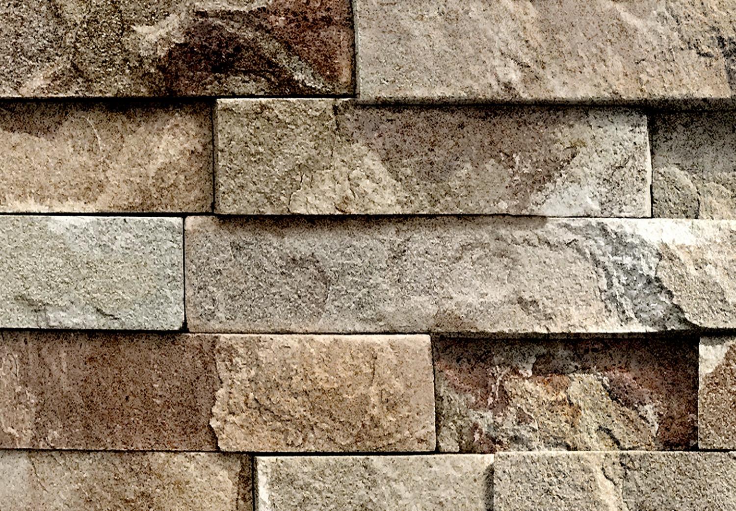 Wall Mural Puzzles of stones - background in pattern of laid light brick with texture