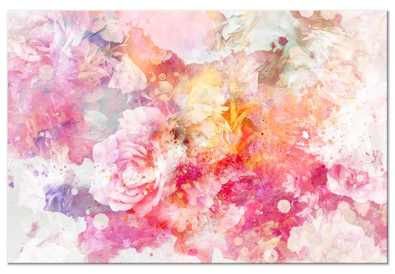 Canvas Flower Explosion (1-piece) Wide - pink flower abstraction