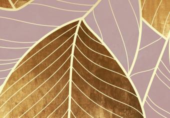 Canvas Violet Golden Pattern with leaves - Glamor style botanical theme