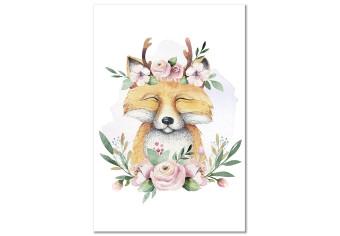 Canvas Forest Fox - Colorful illustration for children with flowers