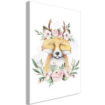 Canvas Forest Fox - Colorful illustration for children with flowers