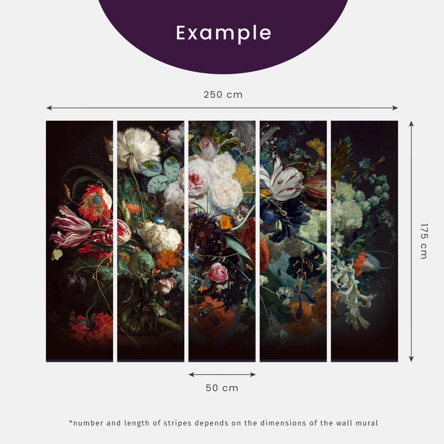 Wall Mural Painted bouquet of flowers - plant motif in baroque style on a black background