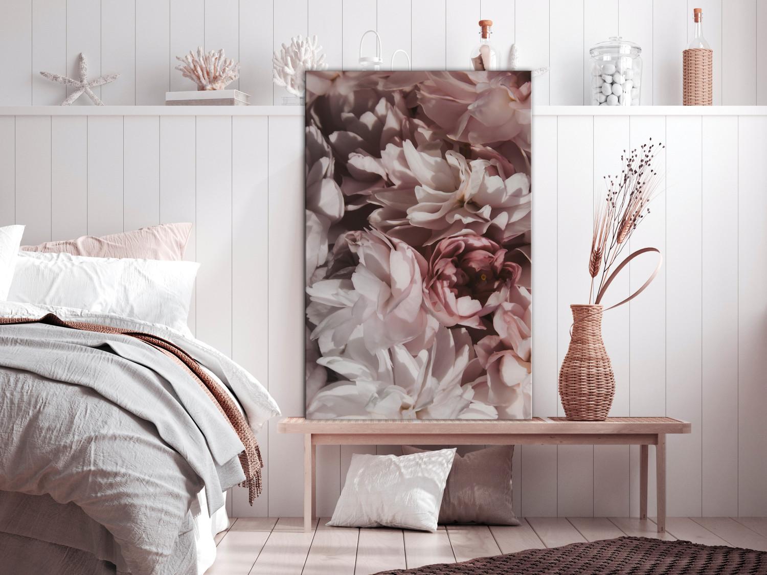 Canvas Flowers in the shade - Pastel Floral composition in Boho Style